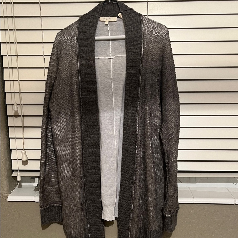 Inhabit Gray and Cream Knit Sweater